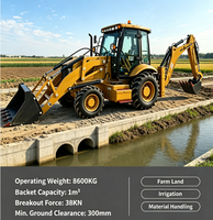 8,6 Tonnen 388T Radlader-Bagger mit 38KN Starker Ausbrechkraft Doppelfunktions-Bagger- und Lademaschine
