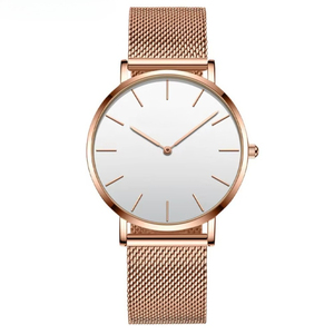 Montres de couple ultra-fines en acier inoxydable à double aiguille, mouvement à quartz japonais, design tendance pour les amoureux - Product Image 5