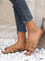 Nouvelles sandales pour femmes en forme de H, chaussures décontractées ; Chaussures de plage confortables pour l'été avec semelle extérieure en PU, couleurs marron et beige