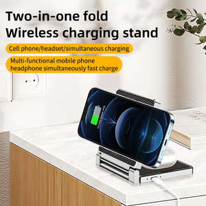 2024 nuevos productos 2 en 1 cargadores inalámbricos plegables para Samsung para iPhone 15 estación magnética portátil para reloj para <span class=keywords><strong>Airpods</strong></span> - Product Image 2