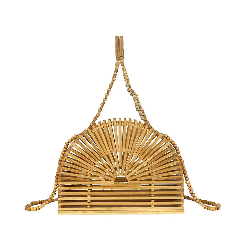 Летние пляжные сумки, 2023 тканые бамбуковые сумки ручной работы, женские деревянные сумочки-клатчи