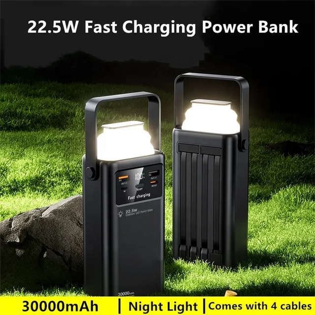 Portable Power Bank 20000-50000mAh Large Fast Charging Charger Type-C USB Multi Port for Outdoor Camping Travel Phone Laptop
