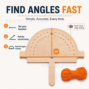 Outil de mesure d'angle en bois, rapporteur de précision à 180 degrés pour la construction et l'artisanat - Product Image 3