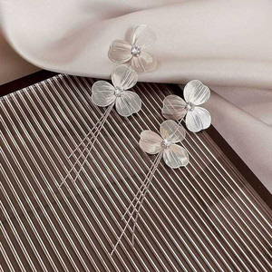 Tending moda a forma di cuore orecchini pendenti a forma di farfalla minimalista carino in acciaio inox perla vendita calda all'ingrosso - Product Image 1