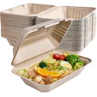Boîte à clapet jetable en bagasse de canne à sucre, biodégradable, compostable, étanche, résistante à l'huile, pour aliments, boîte à lunch écologique