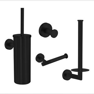 Soporte para escobilla de baño, 4 juegos, soporte de papel higiénico de acero inoxidable montado en la pared, juegos de accesorios de baño, juegos de soporte para cepillos de limpieza - Product Image 3