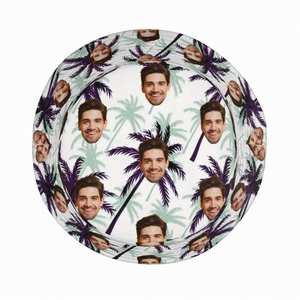 Sombrero de Pescador Personalizado con Foto para Mujer, Diseño de Rostro Personalizado, Fondo con Estampado de Árbol Tropical, Moderno para Verano, Playa, Viajes y Uso Diario - Product Image 4