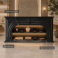 Vitrine Moderne Sophistiquée Noire DEM/ODM en Forme d'Arche avec Éclairage LED et Étagères, Taille Personnalisable pour Salon et Chambre à Coucher