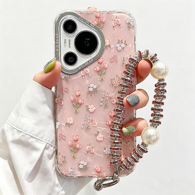 Fresh Floral Diamond Design Ins Style Shockproof TPU Mobile Phone Cases for Pura70 Pro/Mate60/P70 Ultra Cute Charm Women