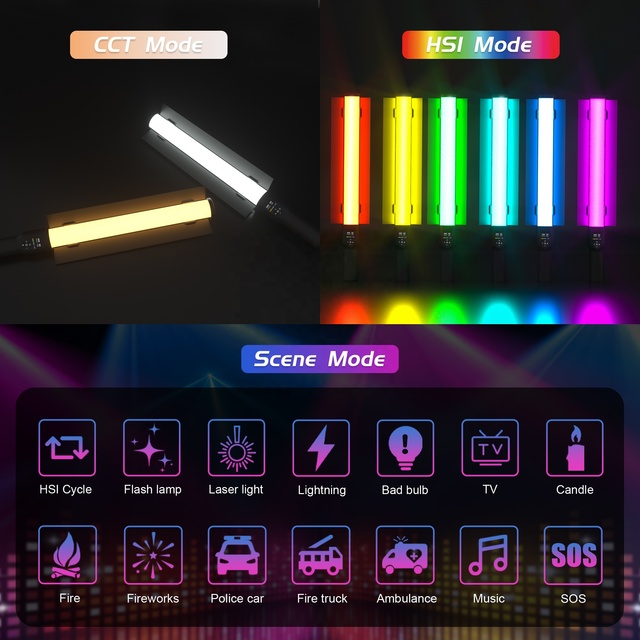 Rechargeable Waterproof Shockproof Pocket Flashlight 360 Full-Color Adjustable RGB LED High CRI Ra>95 for Vlog Lighting