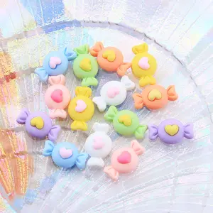 Simulation Cartoon Heart Candy Food Resin Charms Flatback For Phone Shell Accessories