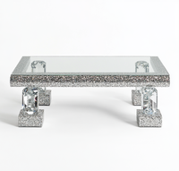 Table basse rectangulaire meubles en bois miroir Table à thé moderne diamant écrasé bord biseauté décor à la maison Table basse nordique