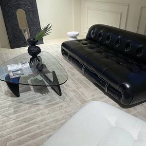 Conjunto de sofá de cuero genuino de estilo retro italiano de mediados de siglo, muebles de sala de estar de diseño <span class=keywords><strong>Soriana</strong></span>, diseño de hipopótamo de dientes de acero grande - Product Image 3