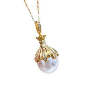 WENCHI S925 Silver Pendant Empty Holder DIY Accessories 14-16mm Round Bar Beads <b>Concealer</b> Necklace 10590 China - Product Image 5