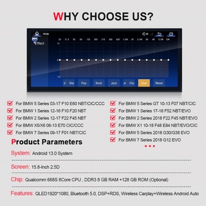 Écran multimédia Android de 15,8 pouces pour BMW F10 F20 F22 F45 F48 F52 F01 F07 E60 E70 E84 G12 G30 G38 CIC CCC NBT EVO Autoradio - Product Image 2