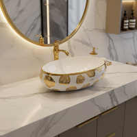 Lavabo en céramique simple de style européen avec robinet doré Design moderne pour table de salle de bain d'hôtel Lavabo de table de toilette créatif