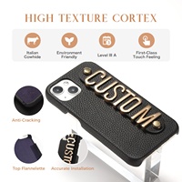 Étui de protection pour téléphone en cuir personnalisé pour iPhone 13 12 14 15 Pro Max 15 Plus, avec lettres personnalisées