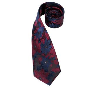 Custom Blue Red Floral <strong>Kravat</strong> Necktie Set 100% Jacquard Woven Silk Mens Tie Caravat for Formal Business Party - Product Image 6