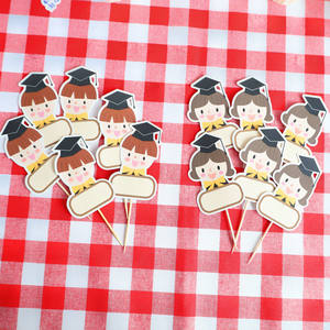 Nouvelle carte d'insertion pour décoration de gâteau de saison des diplômes, personnalisable avec nom manuscrit, motif chapeau de doctorat, pour cupcakes, unisexe - Product Image 2