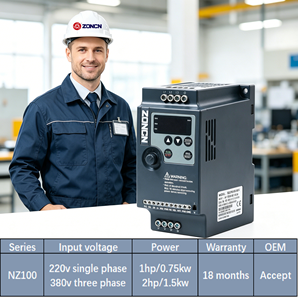 Variateur <span class=keywords><strong>de</strong></span> fréquence NZ100 220V 1,5 kW 2 CV monophasé avec communication RS485 MODBUS IP20 - Product Image 1