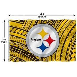 Haute qualité 3x5ft pour équipe de Football <span class=keywords><strong>NFL</strong></span> conception personnalisée bannière Pittsburgh Steelers drapeaux 100% Polyester Stock toutes les équipes - Product Image 6