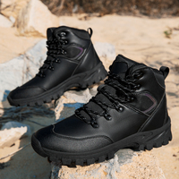 Chaussures rétro pour hommes, plateformes à lacets, bottes de neige, dessus en cuir de vache pour un confort amortissant, antidérapantes, respirantes, en maille de coton et caoutchouc
