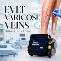Appareil laser d'ablation veineuse endoveineuse (EVLT/EVLA) 980 nm 1470 nm, approuvé CE médical