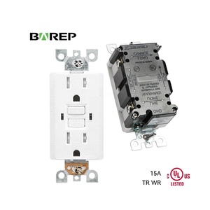 Prise GFCI Barep homologuée UL 15 ampères 125 V avec auto-test, résistante aux manipulations et aux intempéries, pour emplacements humides et étuvés - Product Image 1