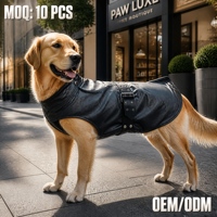 Manteau en cuir haut de gamme pour chien, noir carbone, doublure en fausse fourrure, gilet pour animal de compagnie avec ceinture à œillets réglable, fabricant de vêtements de luxe pour animaux de compagnie