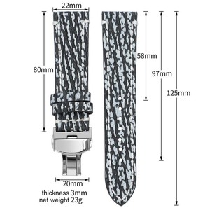 Bracelet de montre Forwelleny 18/20/22mm en cuir de vachette <span class=keywords><strong>vintage</strong></span>, fait main, finition mate, motif embossé peau de serpent et de requin - Product Image 2