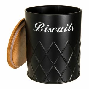 Metal Bread <strong>Bin</strong> 5pcs Black <strong>Red</strong> Kitchen Storage Canister Set Bamboo Lid Tea Coffee Sugar Canister - Product Image 4