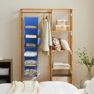 Organisateur de placard suspendu à 6 étagères bleues pour rangement derrière les portes et sur les murs, en tissu non tissé pour un rangement bien organisé - Product Image 6