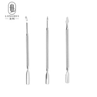 Pousse-cuticules personnalisé Longhui à double tête en acier inoxydable 410/420, outil de manucure pour l'élimination des peaux mortes