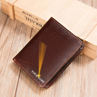 Dompet Pendek Pria Desain Drop Shipping, RFID, Kulit Asli, Tipis, Lipat Dua, Tempat Kartu