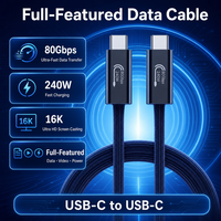 Kabel Data USB C Fitur Lengkap Grosir 240W 80Gbps 16K Ultra HD Biru Tua Berlapis Nilon Terproteksi Pengisian Cepat Laptop OEM ODM