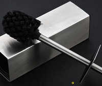 Support de brosse WC moderne en acier inoxydable nickel brossé et ensemble d'accessoires de salle de bain en plastique pour usage hôtelier