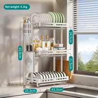 Étagère à vaisselle en métal noir à 3 niveaux, pliable, pour le rangement dans la cuisine
