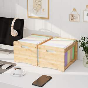 Pack organisateur de fichiers suspendus en bambou bureau bureau organisateur de fichiers assemblage facile lettre taille <span class=keywords><strong>bois</strong></span> stockage boîtes de rangement bacs - Product Image 4