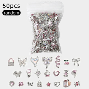 50 Piezas de Adornos de Uñas de Aleación Mixta, Diamantes de Imitación Rosas, Corazones, Mariposas, Lazos, Decoración Metálica para Uñas, para Manicura DIY, Uñas Postizas - Product Image 6