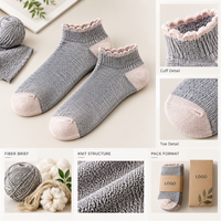 Chaussettes en fibres écologiques, coton et élasthanne, coupe basse, gris royal, tricotées, avec talon et bout renforcés, entretien facile, taille personnalisée