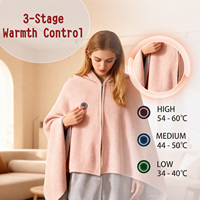 Manta Eléctrica Poncho Suave y Cálida, 3 Niveles de Calor y Alimentación USB, Perfecta para Sofá, Oficina, Exteriores, para Cualquier Persona