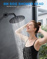 Système de douche avec vanne d'équilibrage de pression, ensemble de robinetterie de douche à montage au plafond de 10 pouces, 2 douches pluie multifonctions à commande par bouton-poussoir