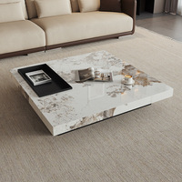 Table basse carrée en bois massif de luxe italienne, design minimaliste et moderne, pour appartement grand ou petit, ambiance haut de gamme pour la maison