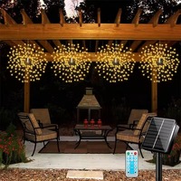 Guirlandes lumineuses LED en forme de feux d'artifice, lumières suspendues en forme d'étoile, blanc chaud, décoration de jardin, patio, mariage, fête