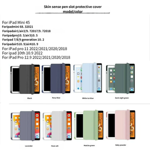 Étui pour tablette avec porte-stylet pour <span class=keywords><strong>iPad</strong></span> 12.9 Pro11 Air3 10.2 Air5 10.9, étui de protection à trois volets avec fente pour stylet sensible à la peau - Product Image 2