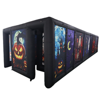 Maison hantée d'Halloween sur mesure, labyrinthe gonflable en PVC Oxford noir avec citrouille, couleur personnalisable, portable