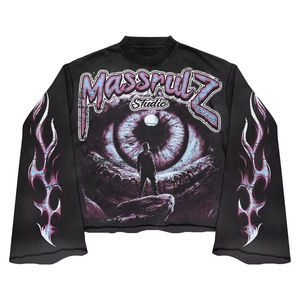 เสื้อสตรีทแวร์วินเทจสไตล์ลำลองทรงบ็อกซี่ ตัดสั้น ผ้าเฟรนช์เทอร์รี่ 100% ผ้าฝ้าย ปักลายกราฟิก พิมพ์ลายเรียบ ย้อมสีธรรมชาติ เป็นมิตรกับสิ่งแวดล้อม สำหรับฤดูหนาว - Product Image 1