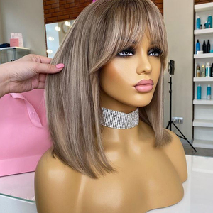 Parrucche con Base in seta parrucche per capelli umani vergini europei al 100% con frangia parrucche per capelli ebraici di colore biondo - Product Image 2