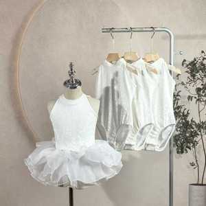 2025 gran oferta <span class=keywords><strong>niñas</strong></span> encaje blanco <span class=keywords><strong>Ballet</strong></span> leotardo niños cuello alto tutú <span class=keywords><strong>baile</strong></span> leotardo princesa vestido - Product Image 1