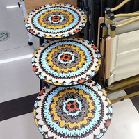 Ensemble de table basse ronde 3 pièces, meubles de style crème pour salon et balcon, table basse au design simple et moderne